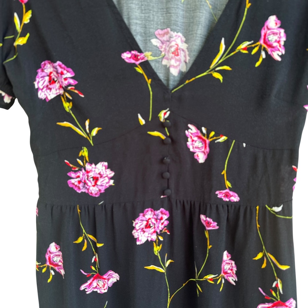 Wild Fable Black Pink Floral Babydoll Mini Dress Size Small Coquette Soft Girl - Picture 5 of 9